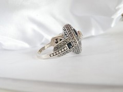Sterling Silver 925 Heated Blue Topaz Etruscan Style Ring Size 9