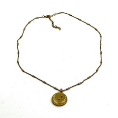 Vintage Gold Tone Celestial Crescent Moon Star Medallion Pendant Necklace Y2K