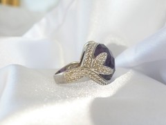Vintage Sterling Silver 925 Natural Amethyst Claw Unique Ring Size 7.5