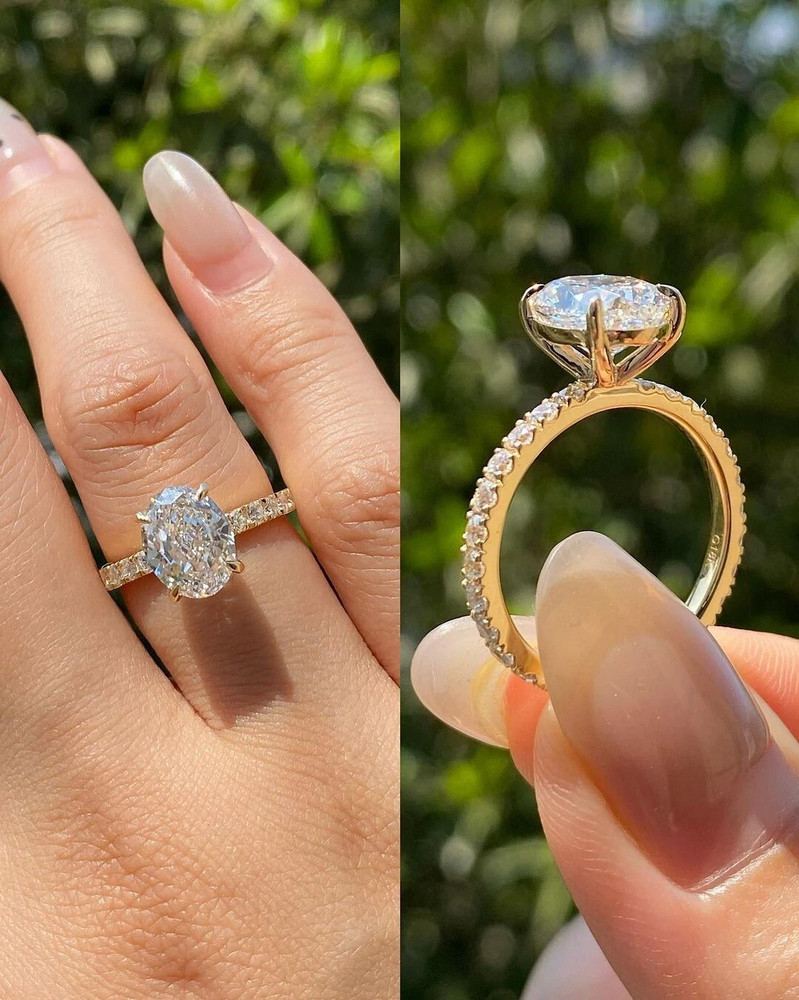 2Ct Oval Cut Lab-Created Solitaire Engagement Wedding Ring 14K Yellow Gold Over