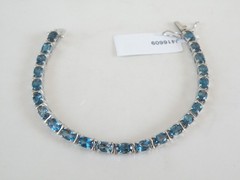 New Sterling Silver 925 Natural Heated London Blue Topaz Tennis Bracelet Fits 7″