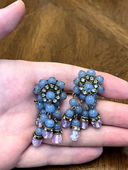 Vintage Blue & Purple Beaded Dangle/Drop Earrings Unmarked Designer? Gorgeous!