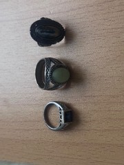 3 vintage silver rings the green glows in the dark