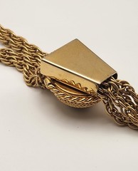 Vintage Gold Tone Lariat Necklace Adjustable Slider Bead Tassel Drop Statement