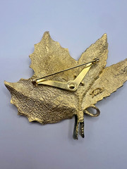 Vintage Tona Leaf Brooch Large 3” Fall Colors Leaves Autumn Enamel Statement Pin