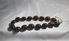 Vtg Chunky Smoky Quartz With Rutilated Inclusions Knotted Beaded 16″ Necklace