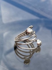 Vintage Sterling Silver 925 Huge Mexican MCM Modernist Tall Ring