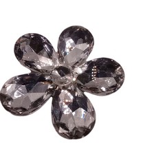Vintage Floral Rhinestone Daisy Brooch Clear Crystal Silver Tone 80s NOS 2 in D