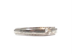 Vintage Sterling Silver Tension Set CZ Sz 7.25 Ring Wedding Band Signed