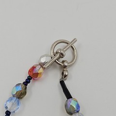 Vintage Artisanal Glass Bead Necklace Iridescent Crystal Boho Toggle Clasp