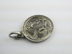 Vintage Spain Sterling Silver Mary Holy Mother Medal Pendant 925 2.3g 7/8 Inch