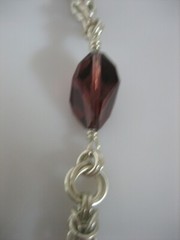 VINTAGE STERLING SILVER ROLO CHAIN AND GLASS BEAD NECKLACE AND EARRING SET