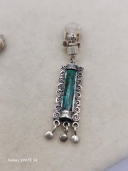 Vintage Sterling Silver Eilat Stone Earrings Drop Dangle Clipon Made In Israel