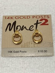 Very Pretty Monet 2 Gold Tone Small Hoops Pierced Earrings