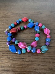 Vintage 1980’s Vibrant Multi-color Beaded Lucite or Acrylic Resin Necklace