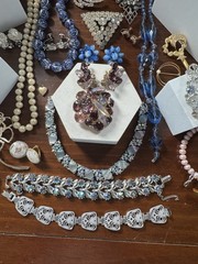 Antique Vtg to Now Rhinestone Costume Jewelry Lot 96+ Pcs Vendome Germany Silver