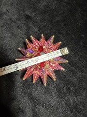 Vintage Pink Aurora Borealis Starburst Brooch Pin Faceted Beads + Clip Earrings