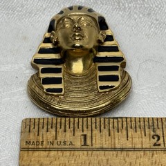 Vintage Signed Erwin Pearl Gold Enamel King Tut Egyptian Revival Brooch Pendant