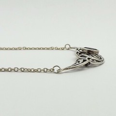 Modernist Sterling Silver Garnet January Birthstone Articulated Pendant Necklace