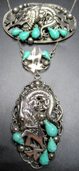 MAX NEIGER Glass Cabochon Dragon Necklace Brooch Set RARE!