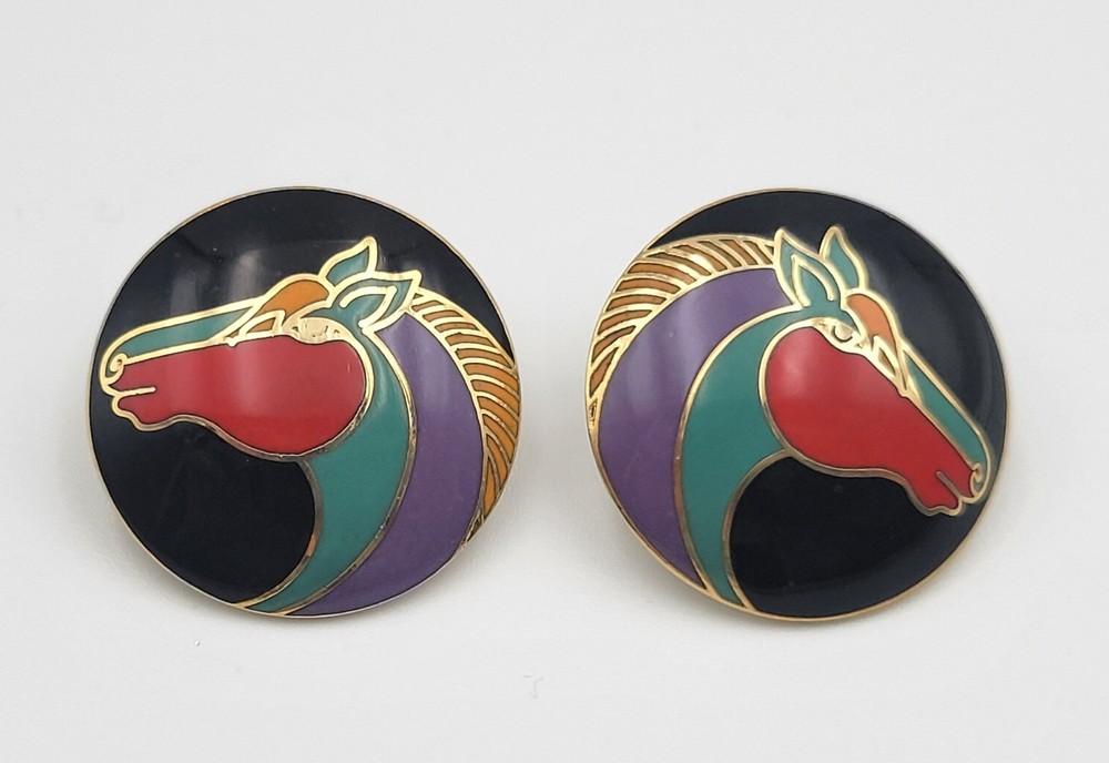Laurel Burch “Kund Us” Horse Stallion Enamel Stud Colorful Earrings Pierced
