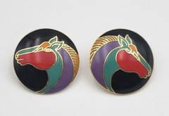 Laurel Burch “Kund Us” Horse Stallion Enamel Stud Colorful Earrings Pierced