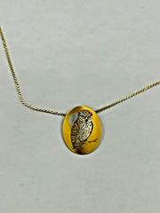 Vintage Signed Reed & Barton Owl Damascene Gold Tone Necklace 18 In