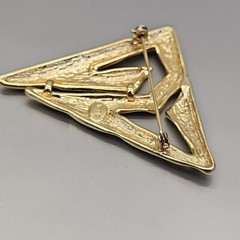 Vintage Torino Brooch Abstract Triangular Brutalist Gold Tone 2″