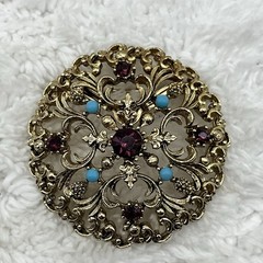 Vintage Filigree Brooch Clip On Earrings Jewelry Set Victorian Revival