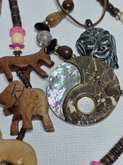 Vintage Unique Jewlery Lot Copper Wood Glass Metal Bead Necklaces