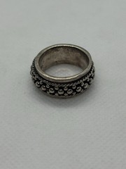 Vintage Sterling Silver Embossed Beaded Design Spinner Band Ring Size 5.5