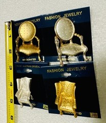 New on Cards OTC CHAIR Pin Brooch LOT (4) Silver & Gold Tone