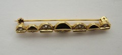 Classic Mid-Century Gold Tone Brooch Sparkly Pave Rhinestone Bar Pin Gift