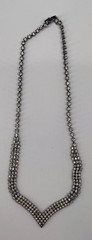 Antique Art Deco Silver Tone Multi Layer Rhinestone Collar Statement Necklace