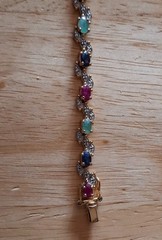 Vintage Jewelry Ross Simmons Gold Plated 925 Multi Gemstone Tennis Bracelet