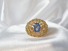 Ross Simons Sterling Silver 925 Gold on Simulated Tanzanite Filigree Ring Size 6