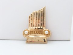 14K Gold Broken Column Pendant Masons Master Widow Pin Brooch Pearl Masonic P023