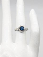 Antique 1920s $3000 1ct Ceylon Blue Sapphire 19k White Gold Filigree Ring