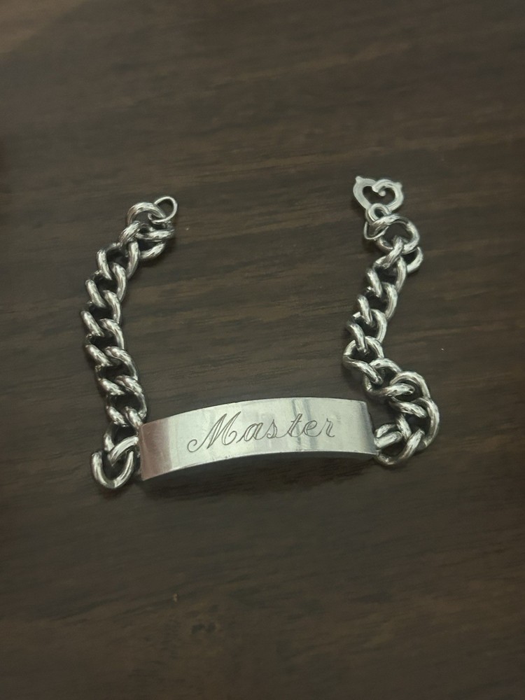 Overmarked Sterling Silver “Master” 8 Inch Military ID Bracelet 43g Please Read