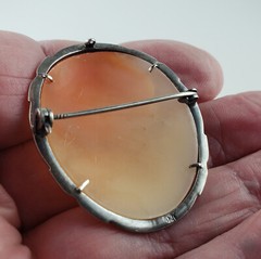 Victorian 800 Silver Cameo Lady Brooch with Marcasite 9.2g [7487]