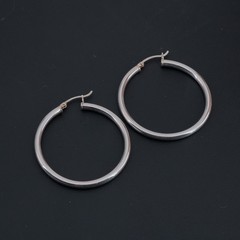 5.2g Jacmel Mauritius Sterling Silver Round Hoop Earrings 1.5in Minimalist