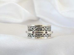 Vintage Sterling Silver 925 Natural Amethyst Spin Spinning Vine Ring 9.5