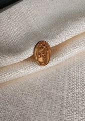 Antique Bespoke 10K Yellow Gold Cufflinks: Art Deco Repousse Ovals, Fixed Back