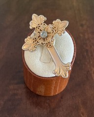 Cross Brooch Jane Davis Signed 1998 AOL Angels of Love Gold Tone w/Rhinestone’s