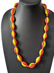 Vintage Groovy Bead Necklace 1950’s – 1960s Lucite AB Box Clasp MOD Hong Kong