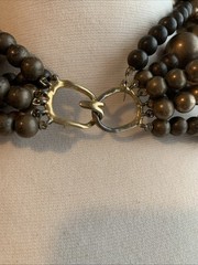 Vtg Wood Bead Bronze/Brown Multi Strand Choker. Unique Piece. 1 Repair, See Pics
