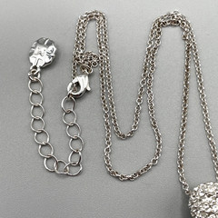 Vintage Monet Signed Pavé Crystal Fireball Silver-Tone 16″-18″ Pendant Necklace