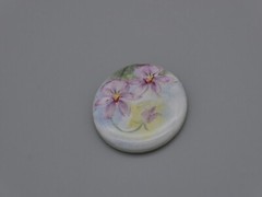 Victorian Purple Iris Flower Cameo Cabochon 30x24mm Oval Hand Painted Porcelain