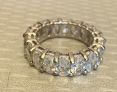 vintage ADI 925 Sterling Silver Crystal Eternity Band Oval CZ Ring size 6