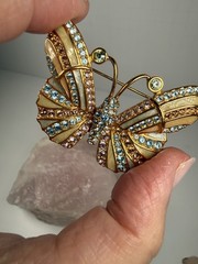 Swarovski Signed Crystal Enamel Butterfly Brooch Pin Retired Vintage